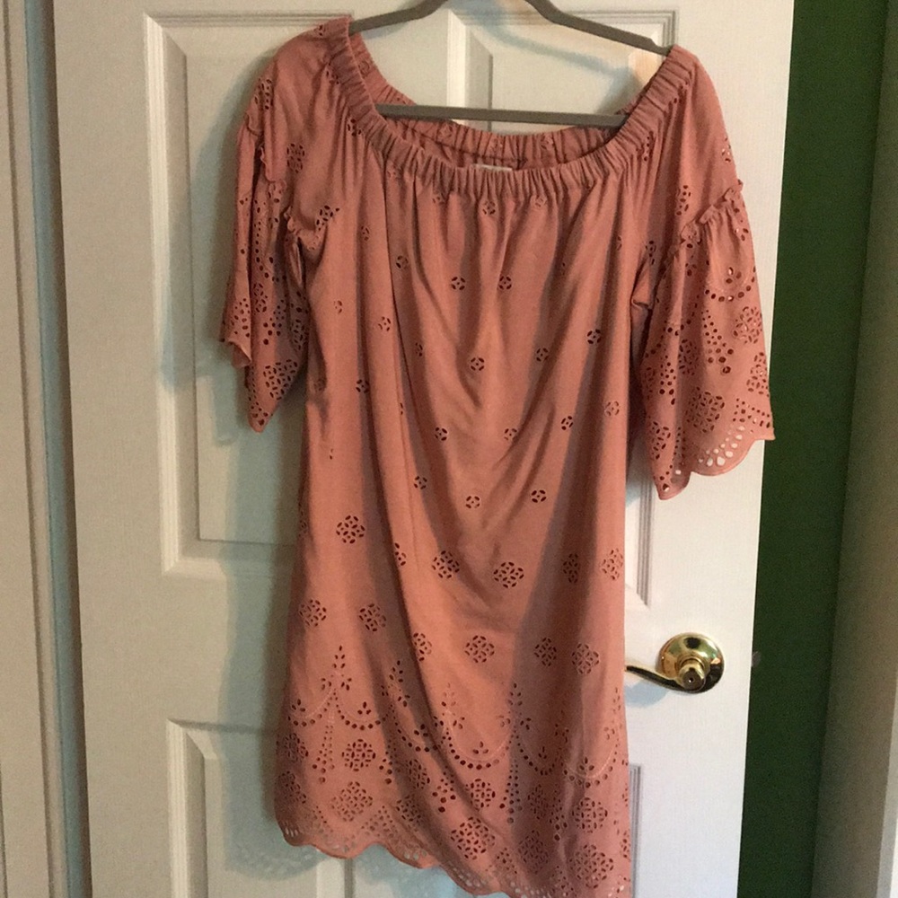 MADEWELL SIZE 10 OFF THE SHOULDER EYELET DRESS